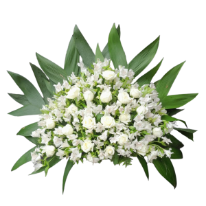 Arranjo Leque Alstroemeria e Rosas Brancas