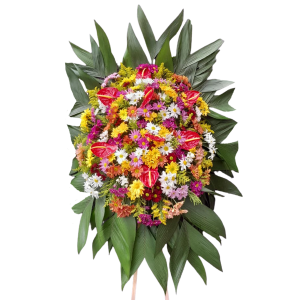 Coroa de Flores Coloridas - Antúrio, Margarida e Tango